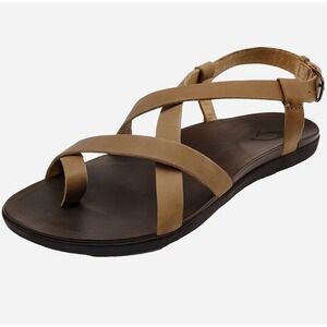 OluKai Upena Sandals Brown Toe Loop Leather Straps Womens 7 EU 37
